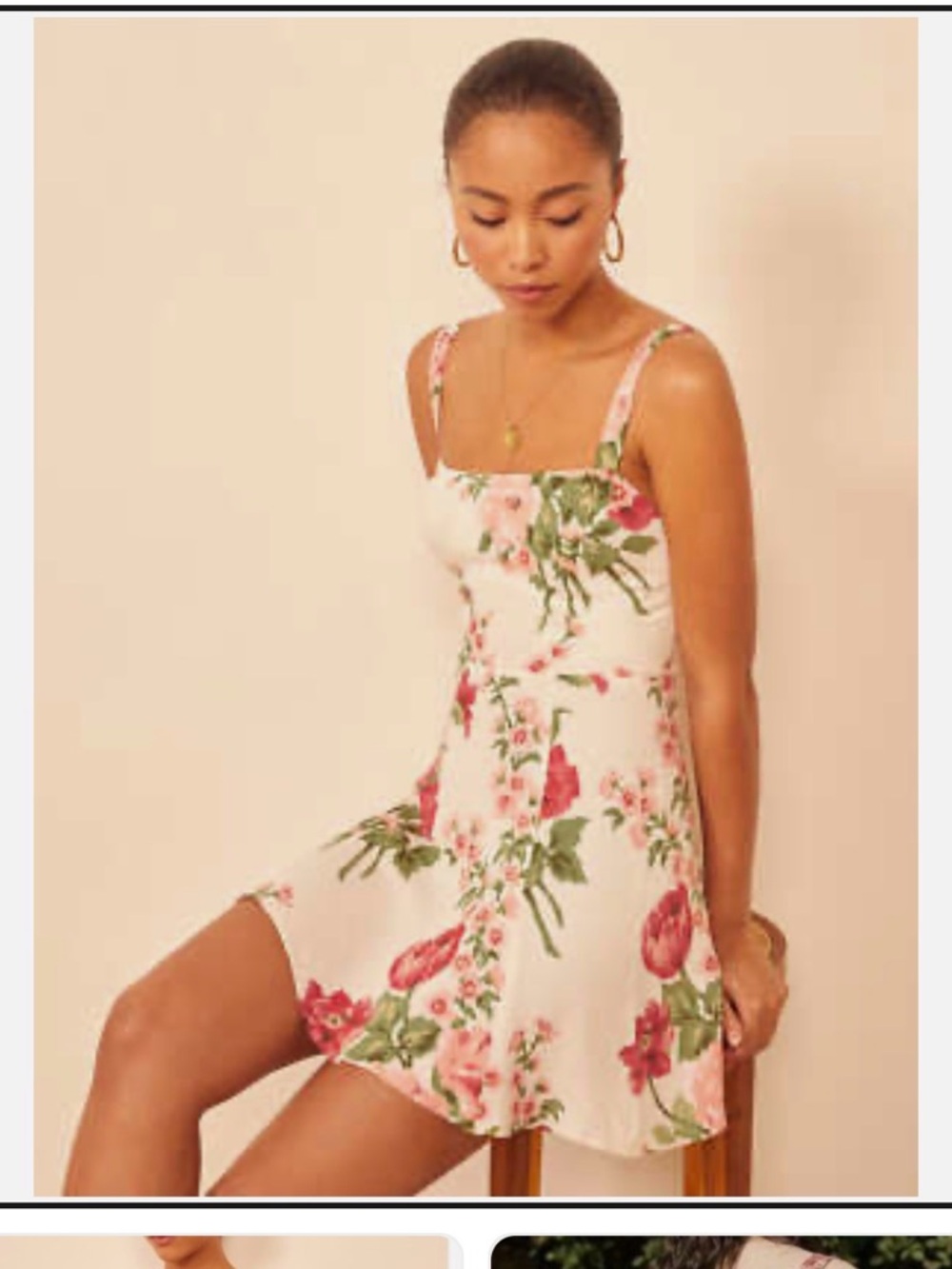 Reformation White Mini Dress with Pink Floral Print